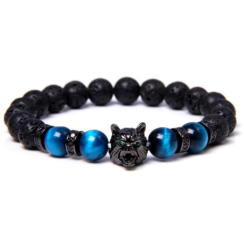 Bracelet œil de Tigre tête de Loup