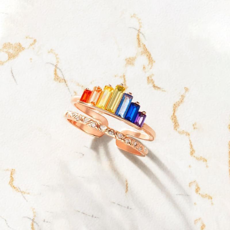 Bague en Micro Diamant Arc-En-Ciel