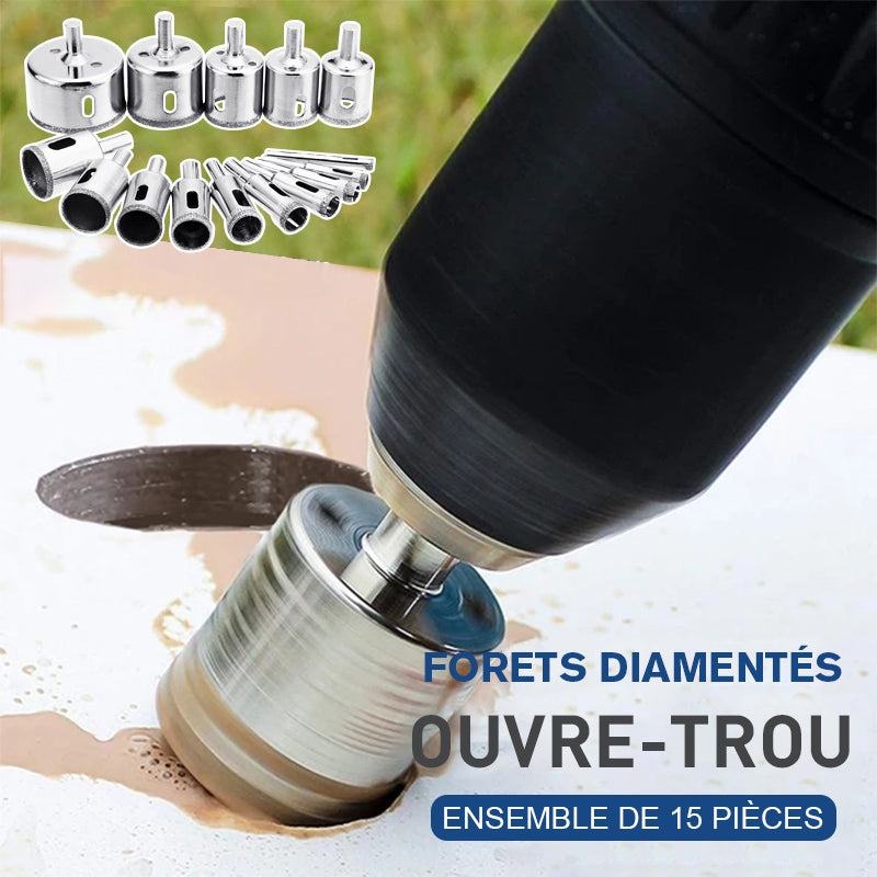 Foret Diamenté Ouvre-trou pour Verres et Carreaux (Kit de 15 PCs)