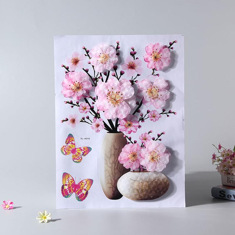 Vase à Fleurs en 3D Sticker Mural Auto-adhésifs