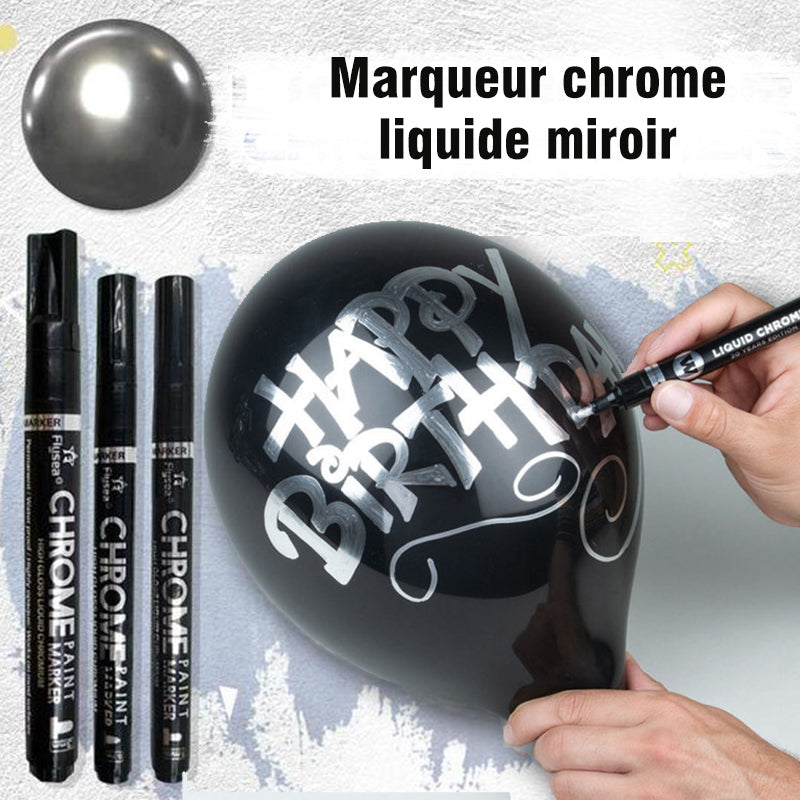 Stylo Marqueur à Encre d'Argent Effet Miroir