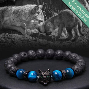 Bracelet œil de Tigre tête de Loup