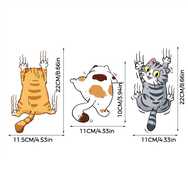 Cute Cat Cartoon Decal Car Stickers, 3 pcs