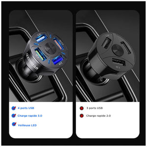 Port de charge rapide 4-EN-1 pour voiture